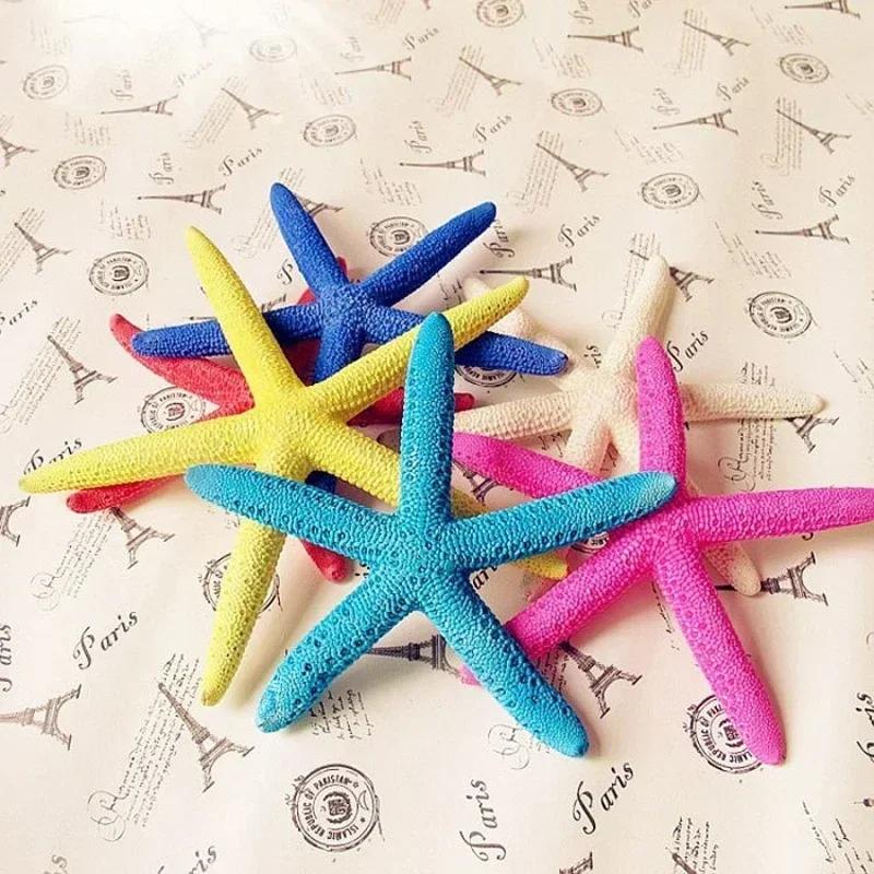 New 5Pcs Artificial Starfish Sea Star Resin Ornament Beach Decor Aquarium Decoration Nautical Home Decor Wedding Decor Random
