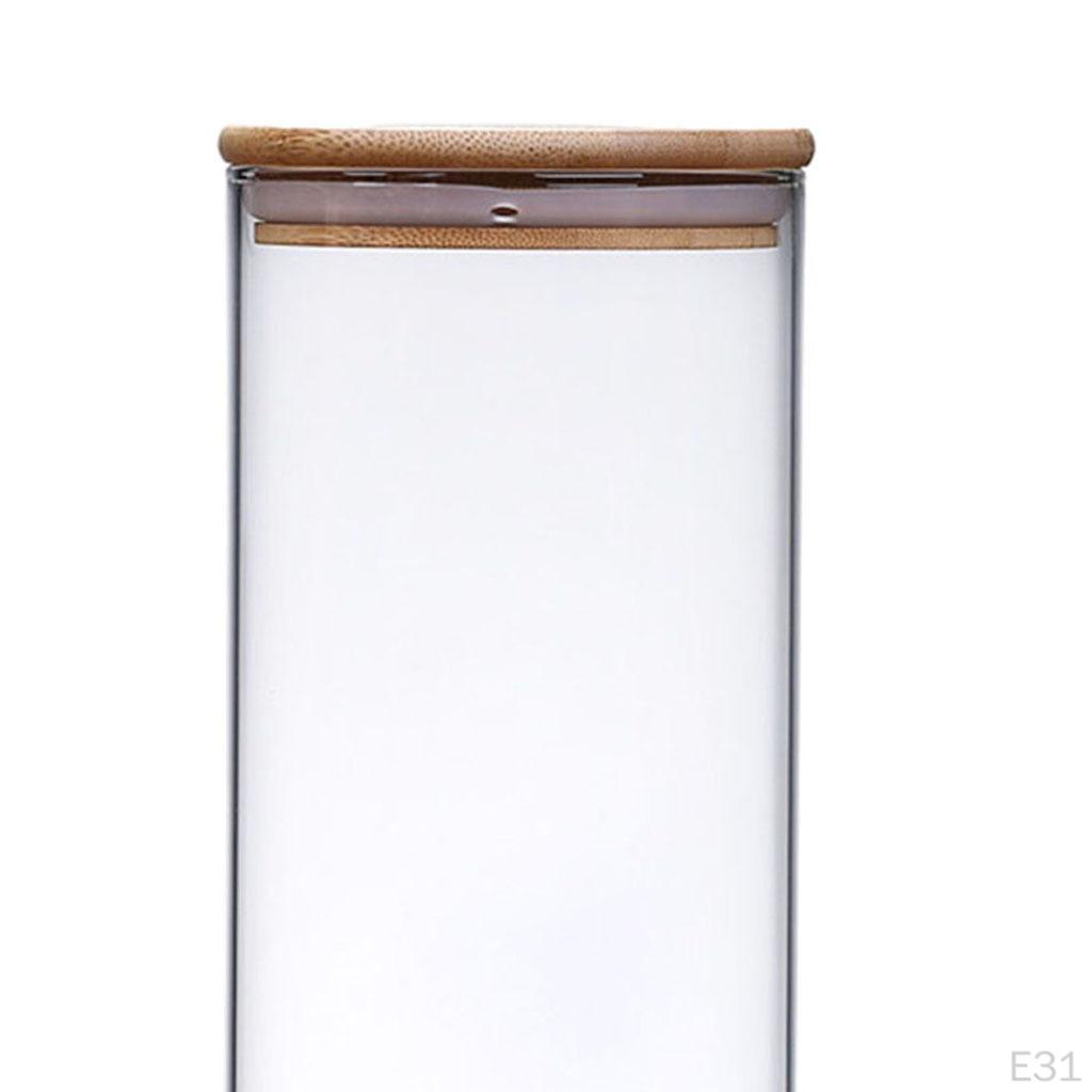 Банка с герметичной бамбуковой крышкой Контейнер для хранения продуктов Кухонный инструмент Штабелируемая Конфеты Специи Рис