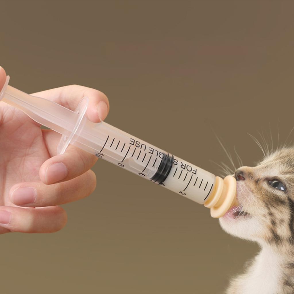 Newborn Pet Feeding Nipple Dog Cat Feeding Pacifier Hamster Rabbits Kittens Puppies Feeding Bottle Syringe with Silicone Nipple