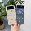 For Samsung Z Flip 3 Case Planet Sequin Transparent Folding Phone Case For Samsung Z Flip 4 Zflip3 5g Shockproof Hard Back Cover