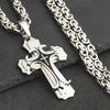 Orthodox Cross Pendant Necklaces for Men Stainless Steel Catholic Jesus Necklace  Silver Color Byzantine Chains Male Jewelry