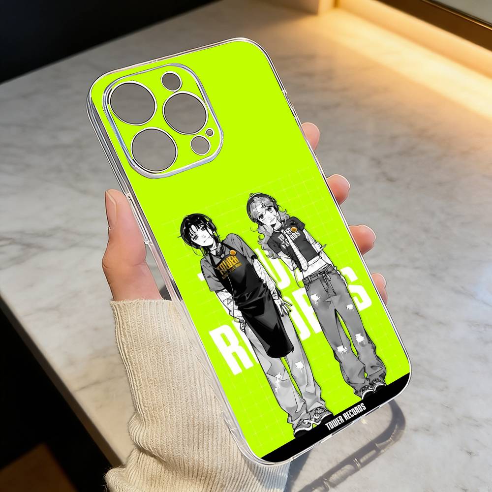 KiniOto Манга Зеленый Юри Парень Чехол для Телефона Для iPhone 17 16 15 14 13 12 11 Mini Pro Max Plus Прозрачный Чехол