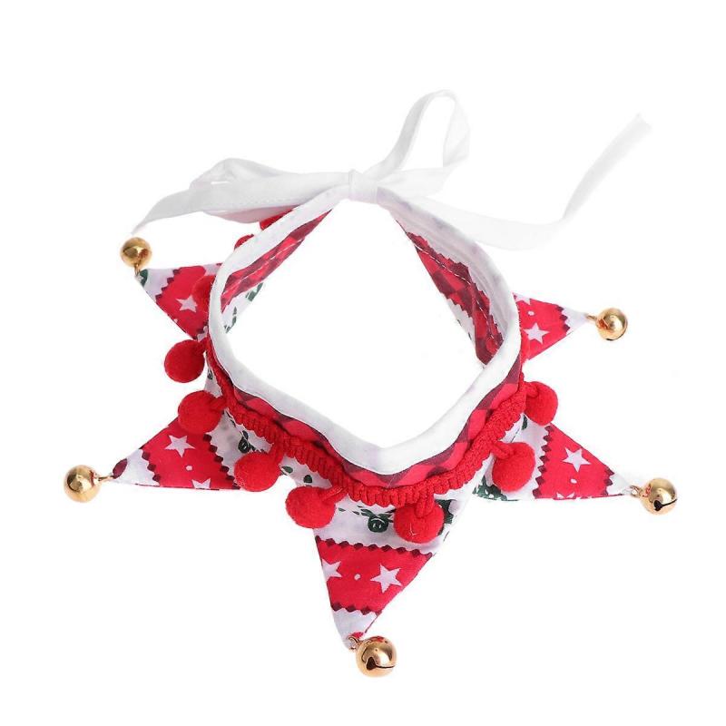 Pet Triangle Neck Scarf Christmas Bell Scarf for Pets 2Pcs Set