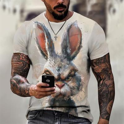 Мужская футболка с принтом агрессивного животного, повседневная, с коротким рукавом, оверсайз, стритвир, мужская, с круглым вырезом, оверсайз