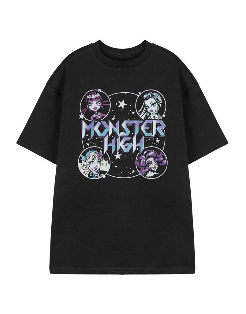 Женская черная футболка с коротким рукавом Monster High, официальный мерч