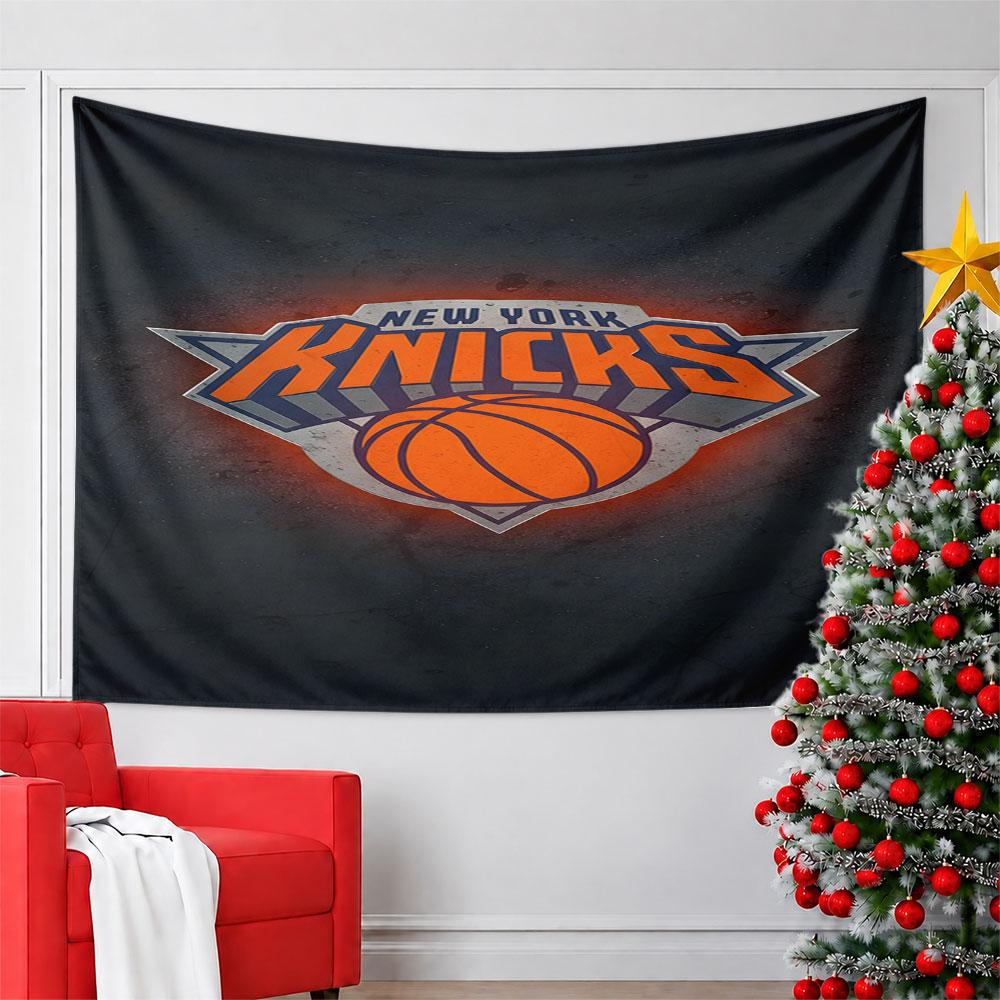 New York Knicks Basketball Logo Design Pattern Wall Hanging Tapestry Decorative Tapestry Home Decor for Bedroom and Living Room