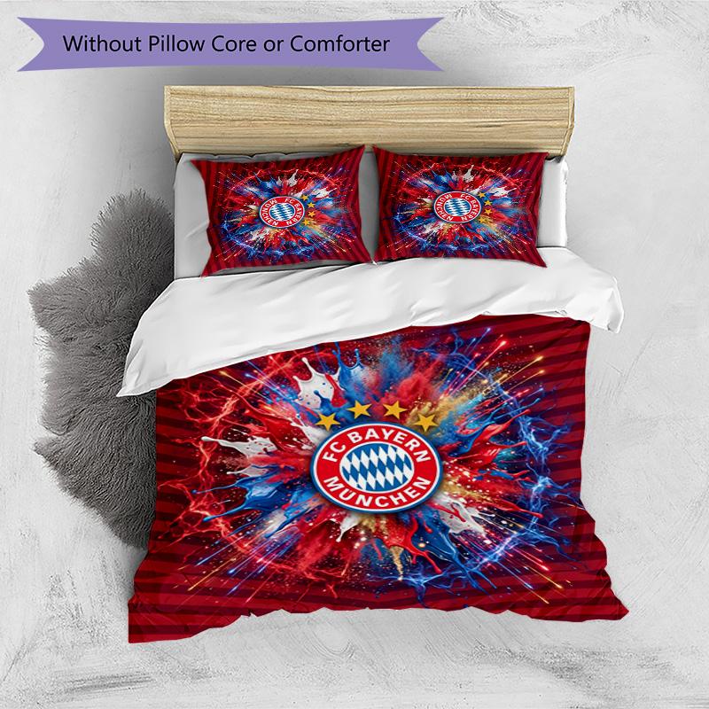 Bayern Munich Pattern Printed 3PCS Bedding Set Soft Skin-Friendly Washable Duvet Cover & Pillowcases Set All Season Bedroom