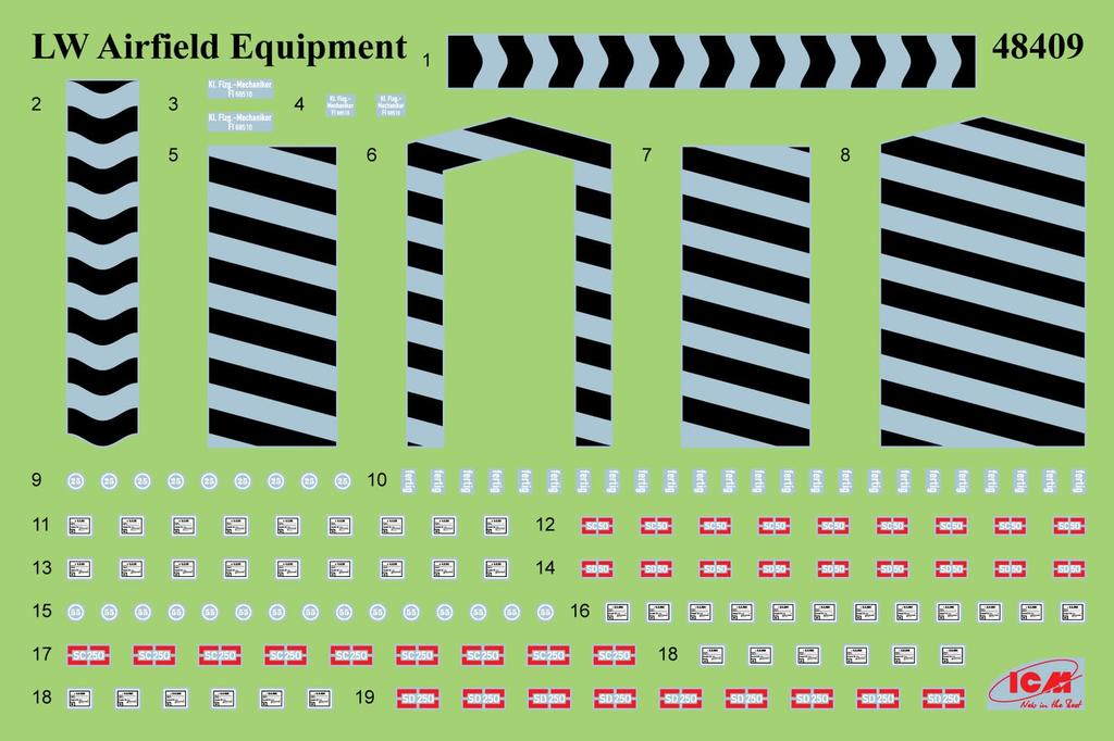 ICM Германия Аэродромное оборудование Набор пластиковая модель 48409 1/48 (Декорации)