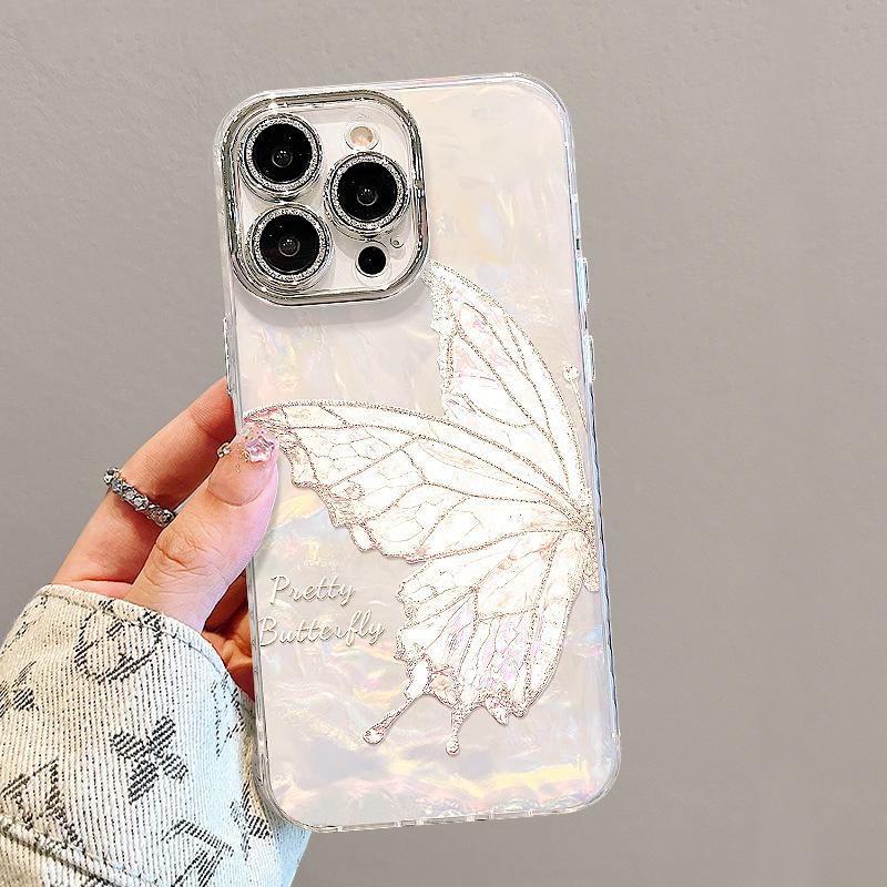 Розовый браслет-бабочка подходит для чехла мобильного телефона Apple 17promax iphone16 высокоценных девушек 15 новых моделей 14 снаружи