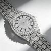 Мужские кварцевые часы Iced Out - Полностью инкрустированные кристаллами, водонепроницаемые для повседневного ношения, хип-хоп наручные часы