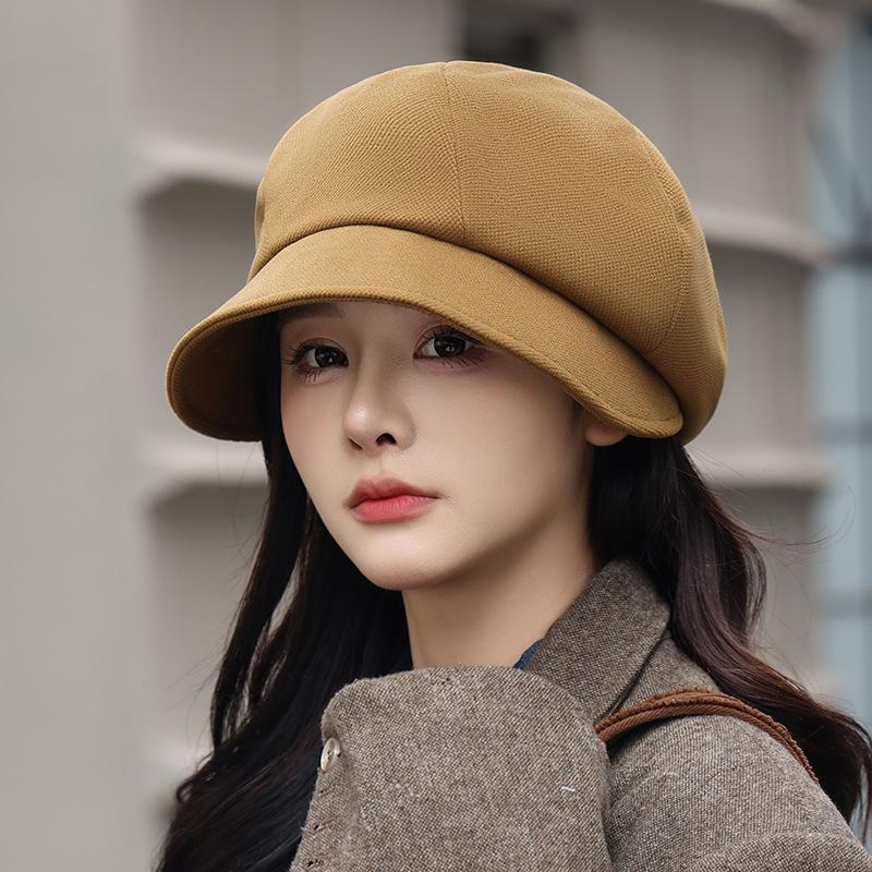 Octagonal hat children autumn and winter versatile fashion solid color bucket hat new face small simple painter newsboy hat tide