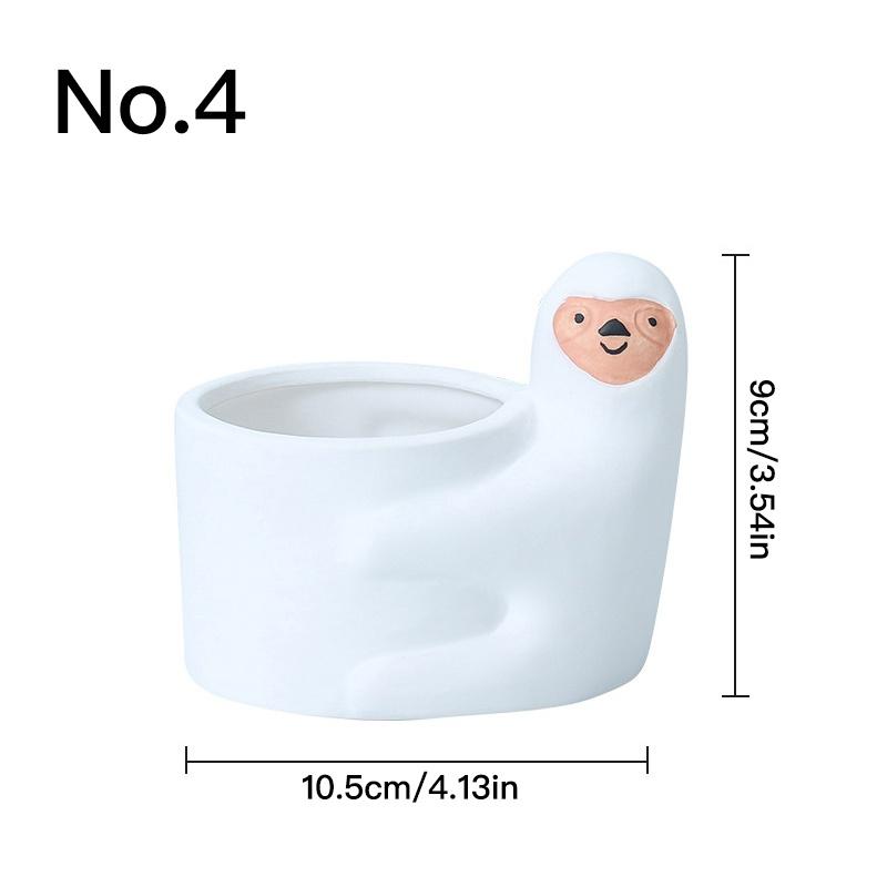 Cute Animal Flower Pot Ceramic Planter Home Decor Desktop Art Ornaments Bonsai Succulent Pot Plant Pot Garden Decoration