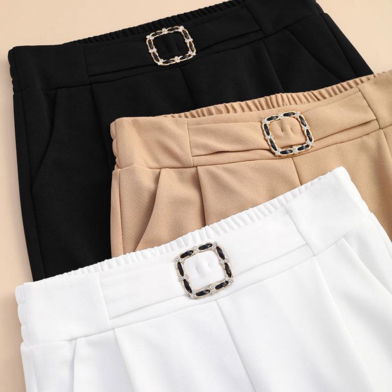 Элегантные эластичные шаровары с высокой талией для женщин, повседневные капри, модные однотонные брюки с карманами и поясом, 4XL