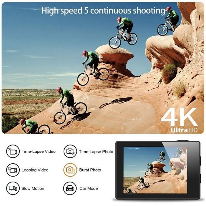 Apexcam 4K 20MP WIFI Спортивная камера Подводная 40M Водонепроницаемая Спортивная камера Ultra HD 170° Широкий угол обзора 2.4G