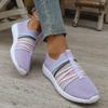 Fashion Colorful Strap Breathable Knitted Flats Women 2025 Summer Hollow Out Soft Bottom Mesh Slip On Casual Shoes Woman Plus Size