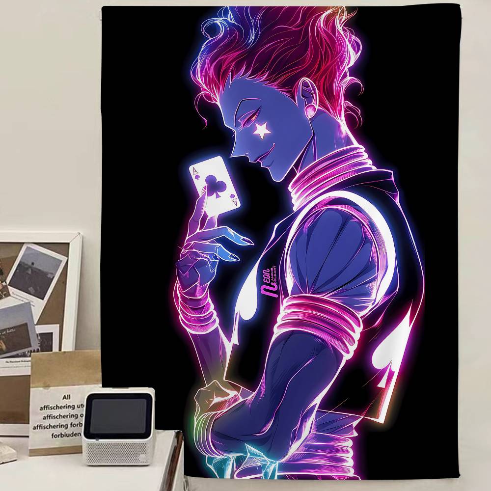 Manga Hunter-Hunter Hisoka Anime Tapestry Hippie Flower Wall Carpets Dorm Decor Wall Hanging Home Decor