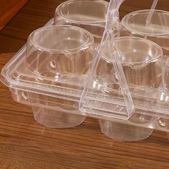 10Pcs Clear Cupcake Holders with Handle Lid Portable Cupcake Transport Rack Reusable Cake Carriers for Packaging 6 Slot Mini Desserts Box for
