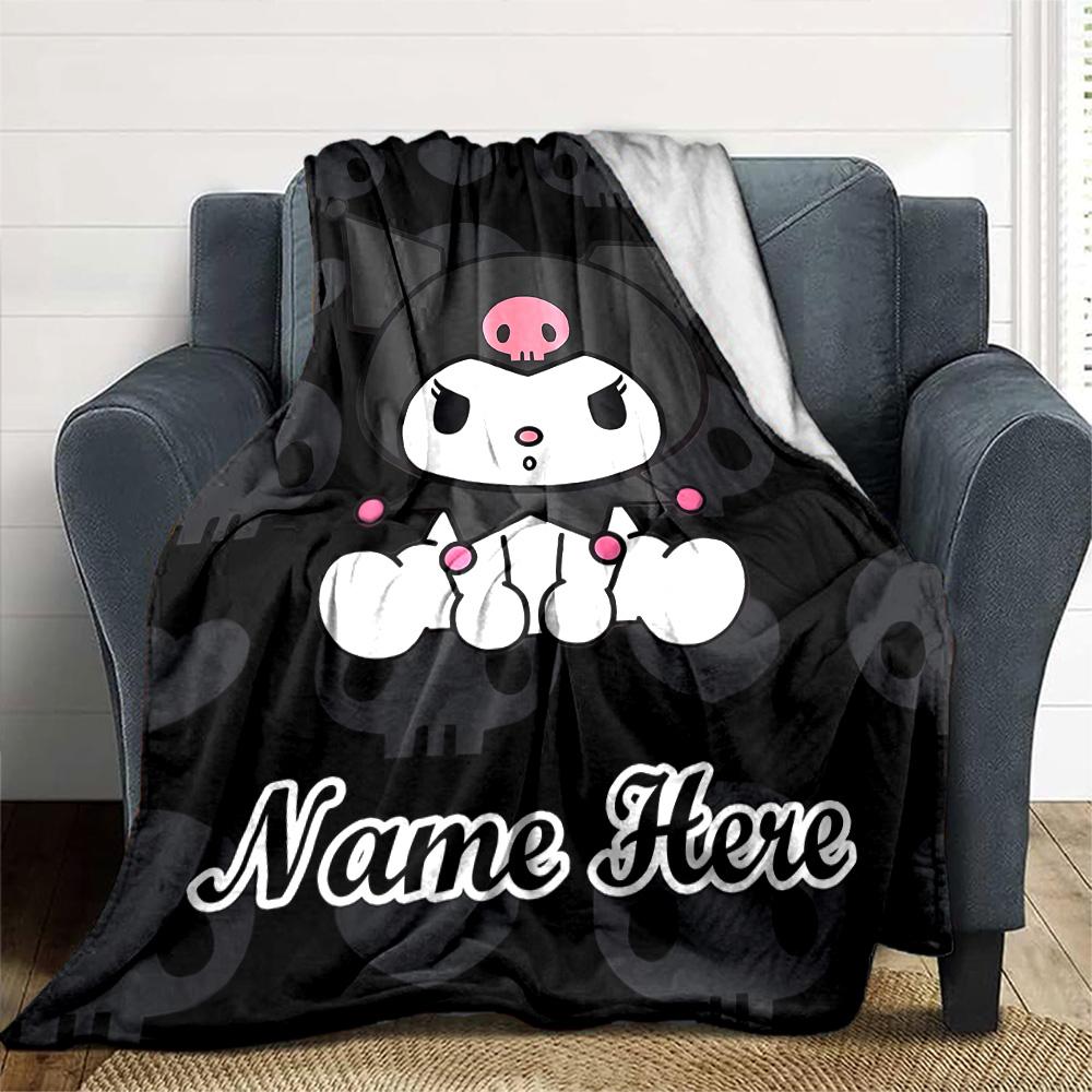 Customizable Kuromi2 Throw Blanket – Personalized Name, All-Season Cozy Snug Blanket, Machine Washable, Personalized Blanket