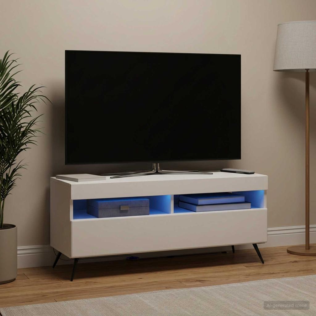 LED TV Cabinet White Engineered Wood