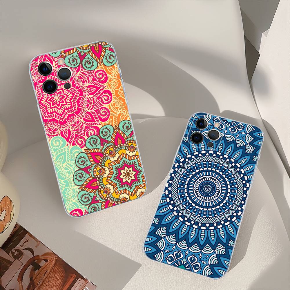 Рисунок Мандалы Для iPhone 11 12 13 14 15 16 17 Pro Max Plus 13 Mini Силиконовый Мягкий Прозрачный Задник