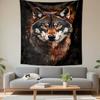 Art Tapestry Wolf Face Orange Dark Paint Splash Wildlife Room Decor