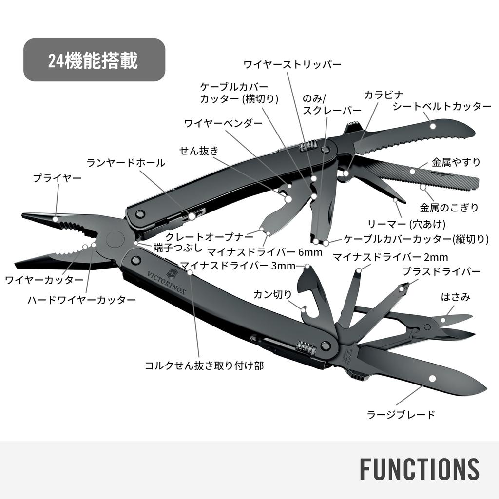 Victorinox Швейцарский нож Victorinox Spirit MXBS Черный с Нейлоновым Чехлом Swiss Army DIY с 26 Инструментами, Нож, Многофункциональный Нож, Плоскогубцы, Сделано в Швейцарии
