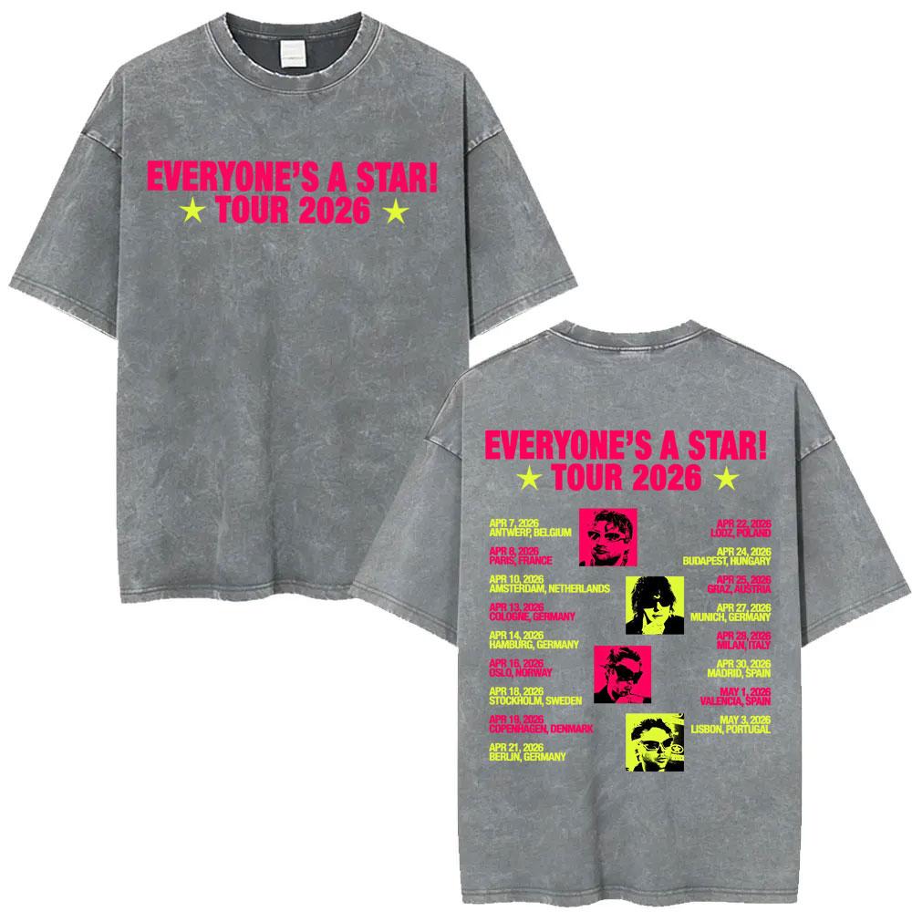 Seconds of Summer Everyones A Star World Tour Vintage Washed T Shirts Men Women Harajuku Hip Hop Oversized Tshirt Streetwear