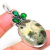 Prehnite, Diopside Handmade 925 Sterling Silver Gift Pendant 2.25" k1R38