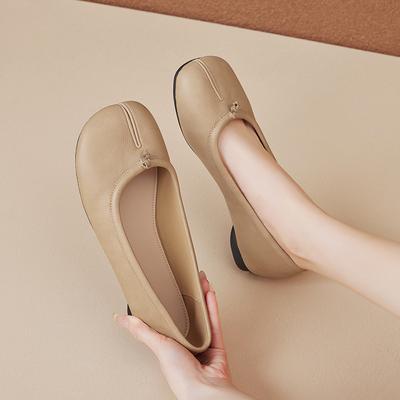 Августин туфли с мягкой подошвой и раздвоенным носком на одном ремешке, Мэри Джейн на плоской подошве, маленькие кожаные туфли для женщин, новинка лета 2025 года