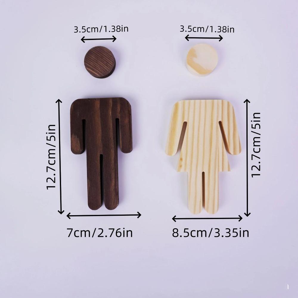 1 Pair Solid Wood Bathroom Sign Men's and Women's WC Door Sign Restroom Sign  Toilet Door Decoration