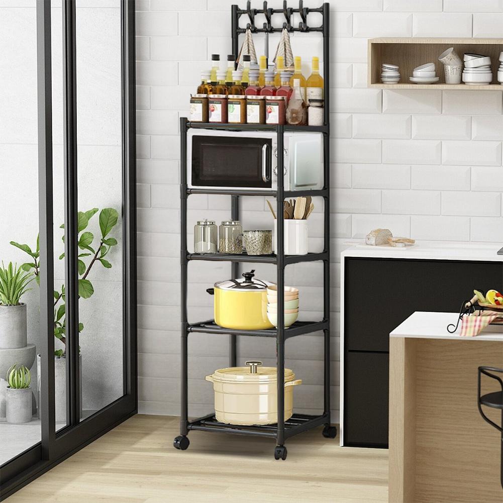 5-ярусная полка для хранения 110 фунтов Сверхпрочная полка-органайзер с колесиками для прачечной ванной кухни гаража кладовой