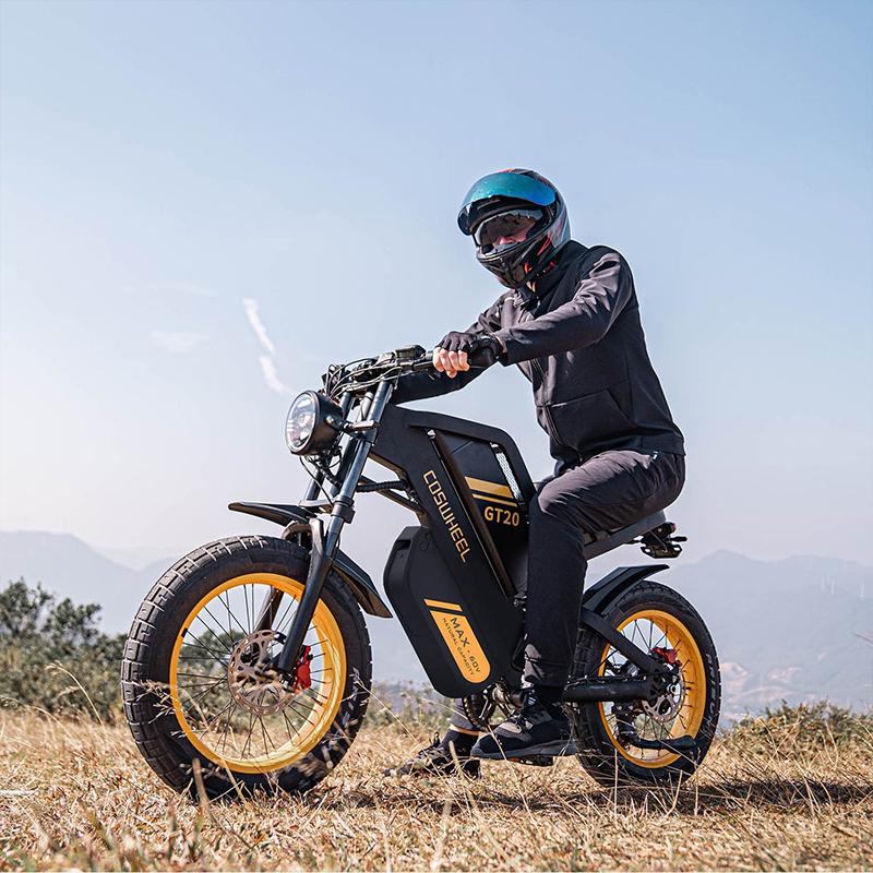 COSWHEEL - Взрослый электрический горный велосипед GT20 Max, 20 дюймов, мотор 60 В, мощность 3000 Вт, аккумуляторная батарея 25 Ач+15 Ач, внедорожный электрический мотоцикл
