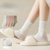 Women's Summer Thin Mid-calf Socks, Boneless Anti-pilling Postpartum Socks, Breathable and Sweat-absorbing Pile Socks, Bata Solid Color Cotton Socks