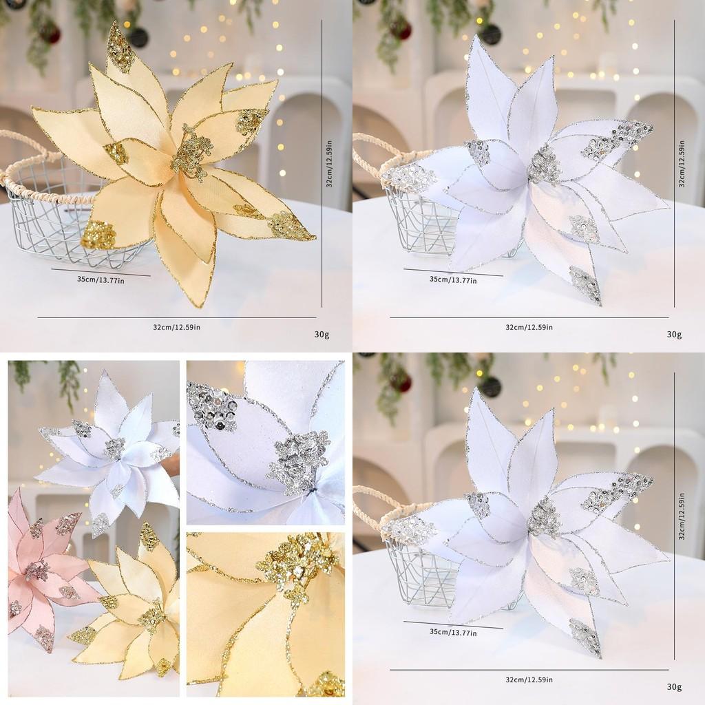 Holiday Artificial Flower Decor With Fabric For Christmas Celebration Decor