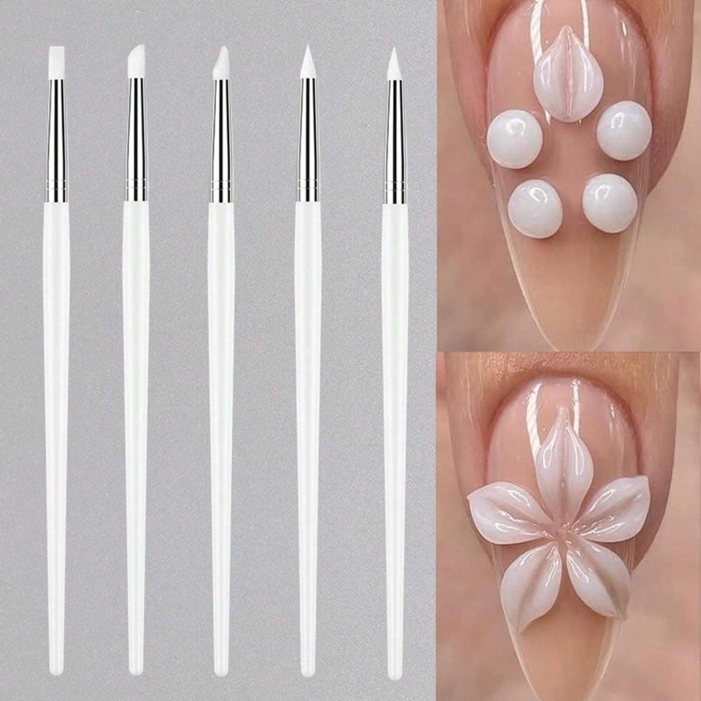 5Pcs DIY Manicure UV Gel Sculpture Nail Pen Small Head Polish Tip Manicure Tools