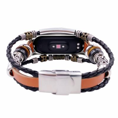 Замена ремешка в стиле ретро для Mi Band 6/6 NFC, ремешок на запястье, совместимый с кожаным ремешком Xiaomi Mi Band 5