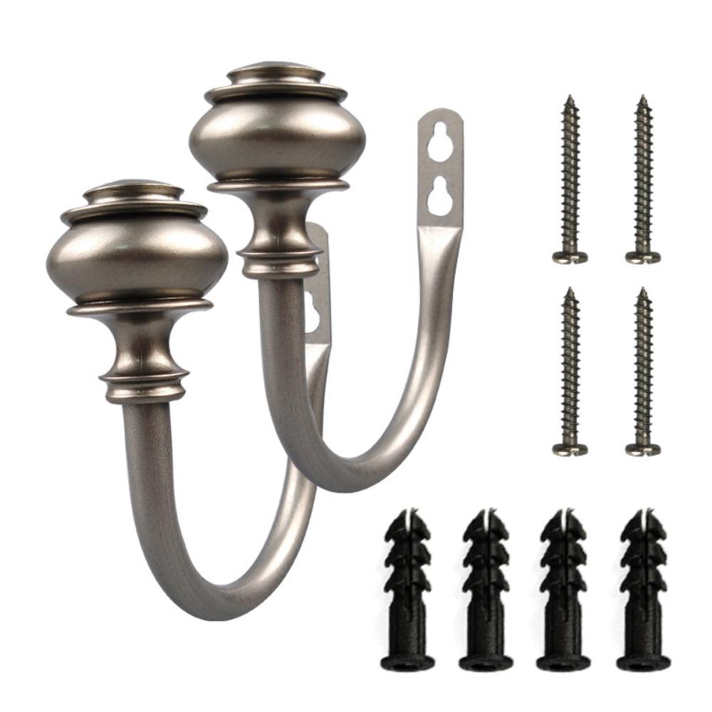 2Pcs Vintage Style Curtain Holdbacks U-Shaped Wall Mounted Tieback Hooks Fixed Elegant Drapery Tie Backs Bedroom