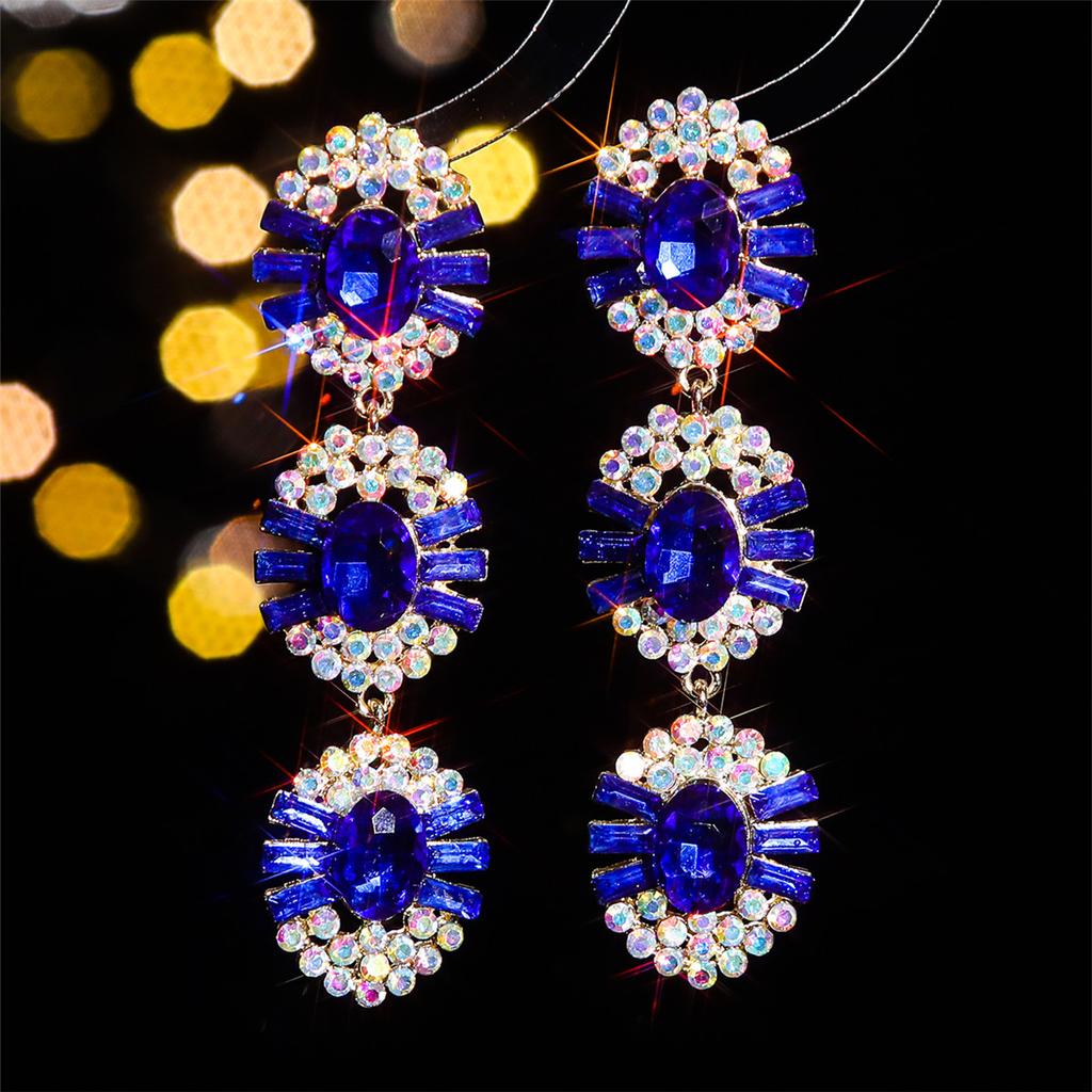 Трансграничные украшения, модные длинные серьги со стразами из стекла, серьги-пусеты в виде цветка с темпераментом суперженщины, серьги для ушей.