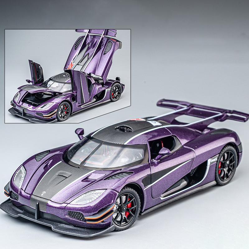 1:24 Koenigsegg ONE 1 Модель автомобиля из литого металла Модель спортивного автомобиля Моделирование Звук и свет Инерционная коллекция Детская игрушка Подарок мальчику