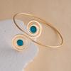 Vintage Hollowed-Out Moon-Shaped Arm Bracelets for Women Ladies Ethnic Style Blue Stone Metal Cuff Bangles Fashion Jewelry Gifts