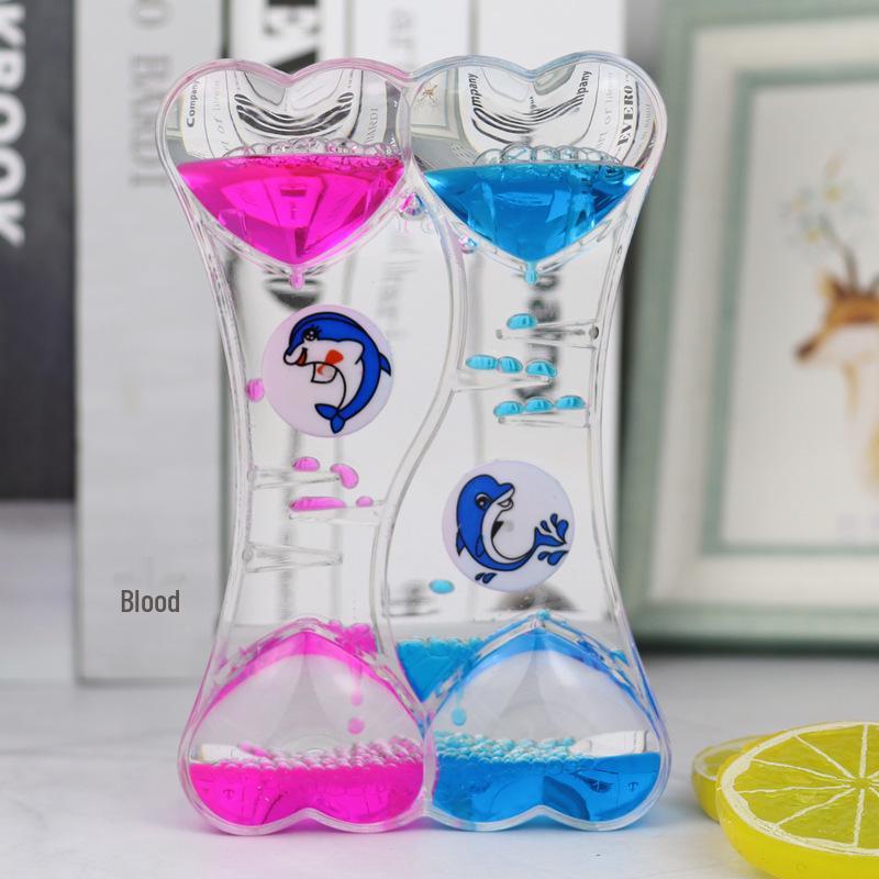 Двухцветный жидкий таймер-песочные часы: Орнамент «Персиковое сердце-вертушка» — Идеальный новогодний подарок для студентов