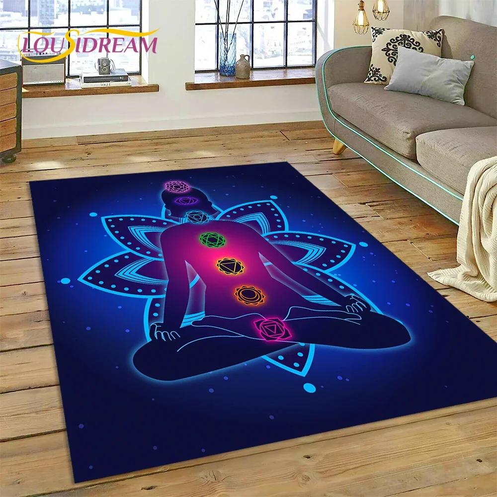 3D ковер для йоги, медитации, Радуги, 7 чакр, ковер для спальни, гостиной, домашний диван, украшение, детская игра, большой декор, напольный коврик