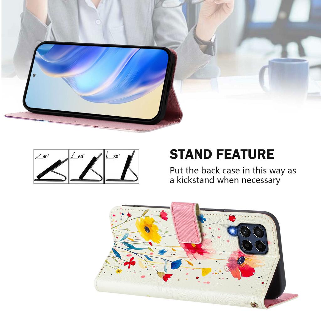 Flower Family Forest Luxury Painted Leather Case Wallet PU Leather Book Style Cover for Samsung Galaxy S21 S22 S23 S24,A13 A15 A16 A06 A54...