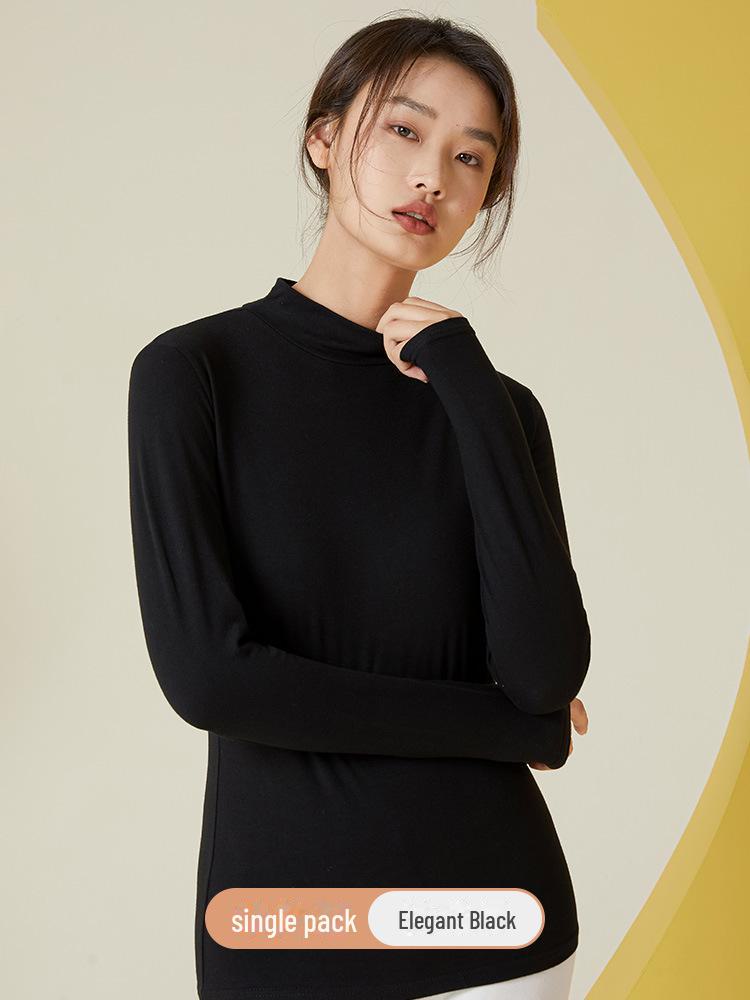 Женская рубашка-полуводолазка из чистого хлопка Slim Fit - теплая майка со средней горловиной на весну/осень