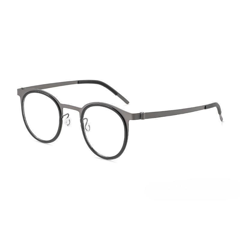 Jiang Wen Xuzheng Ultra-light retro business style round men's tortoiseshell myopia glasses without screws can be matched with degree glasses frames