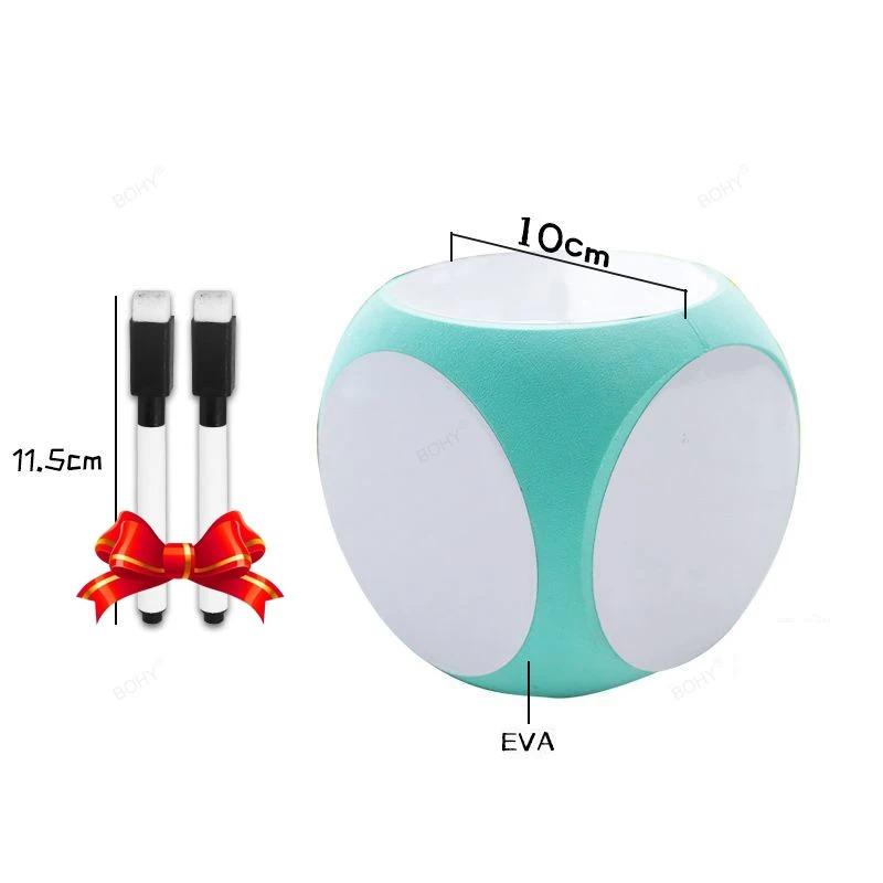 1PC DIY Blank Dice Write On/Wipe Off Dice Portable Cleanable Blank Game Cubes for Classroom Teaching Dry Erase Outside Dice