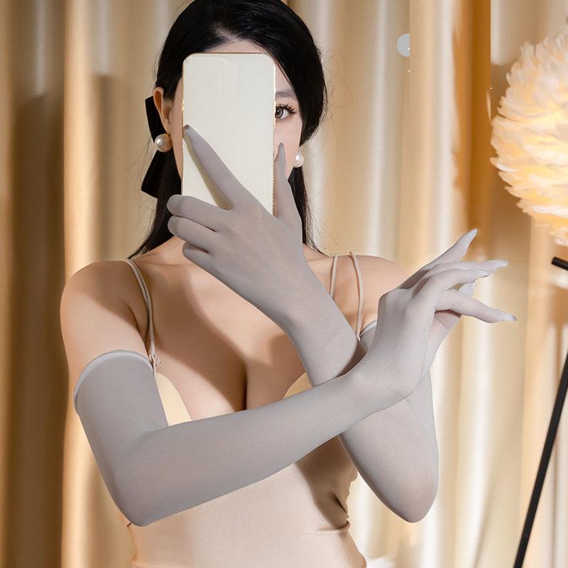 Противоскользящие блестящие шелковистые перчатки длинные перчатки варежки сексуальные ультратонкие прозрачные перчатки для вечеринок женские эротические аксессуары