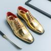 Luxury Brand High-end Golden Business Dress Shoes Lace Up Men's Shiny Leather Shoes Elegant Men’s Pointed Toe Shoes for Wedding