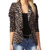 Lady Blazer Leopard Print Turn-down Collar Single-breasted Slim Suit Coat for Work