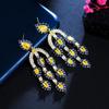 CMM Light Luxury Multicolor Zirconia Engagement Drop Earrings Wedding Jewelry for Brides